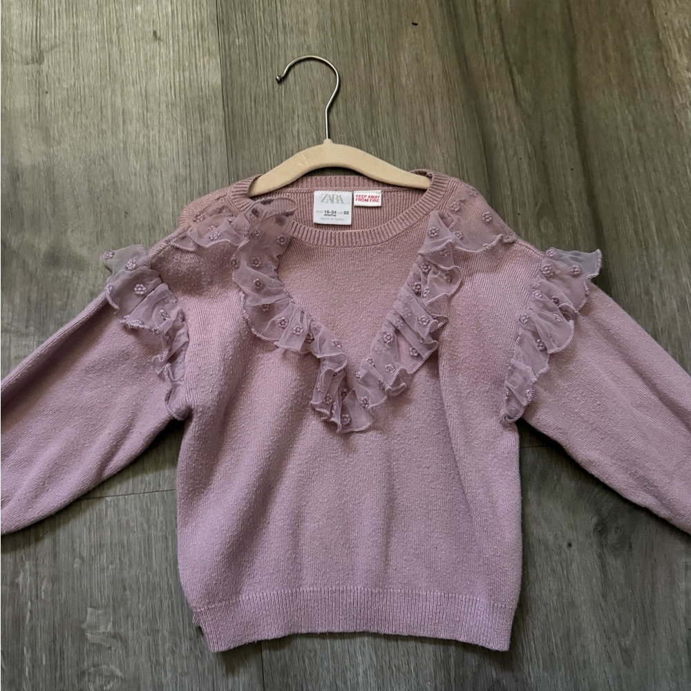 Zara Purple Ruffle Detail Women's Sweater